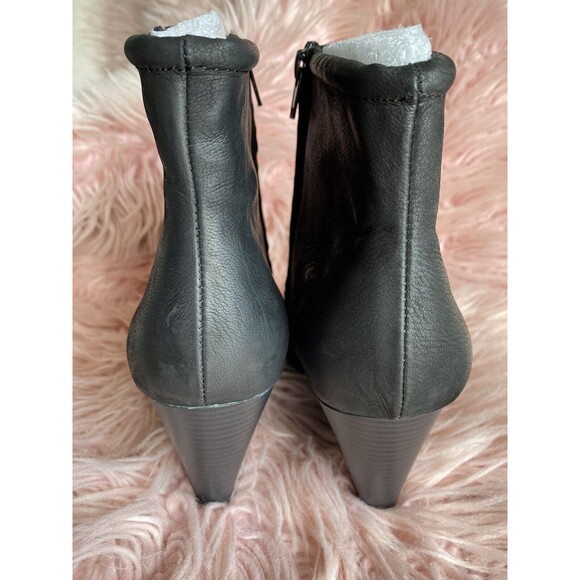 H by Haslton Size 8.5 Black Double Zip Wedge Womens Boots Booties A271616 - Picture 3 of 6